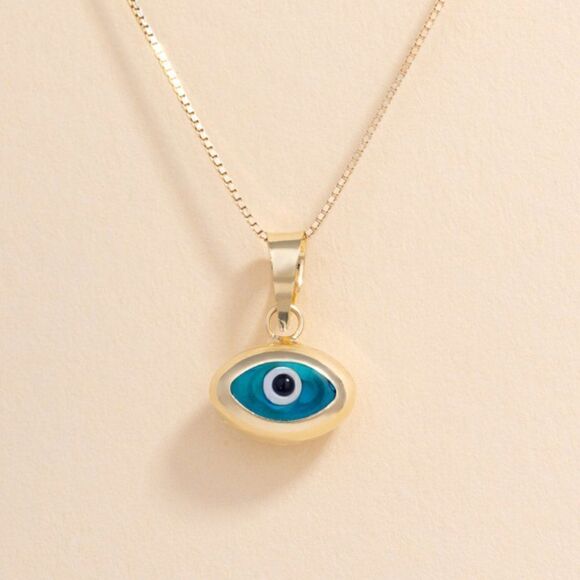 14k real Yellow Gold EYE Evil Eye Charm | Pendant for Good Luck & Protection | - Picture 1 of 3